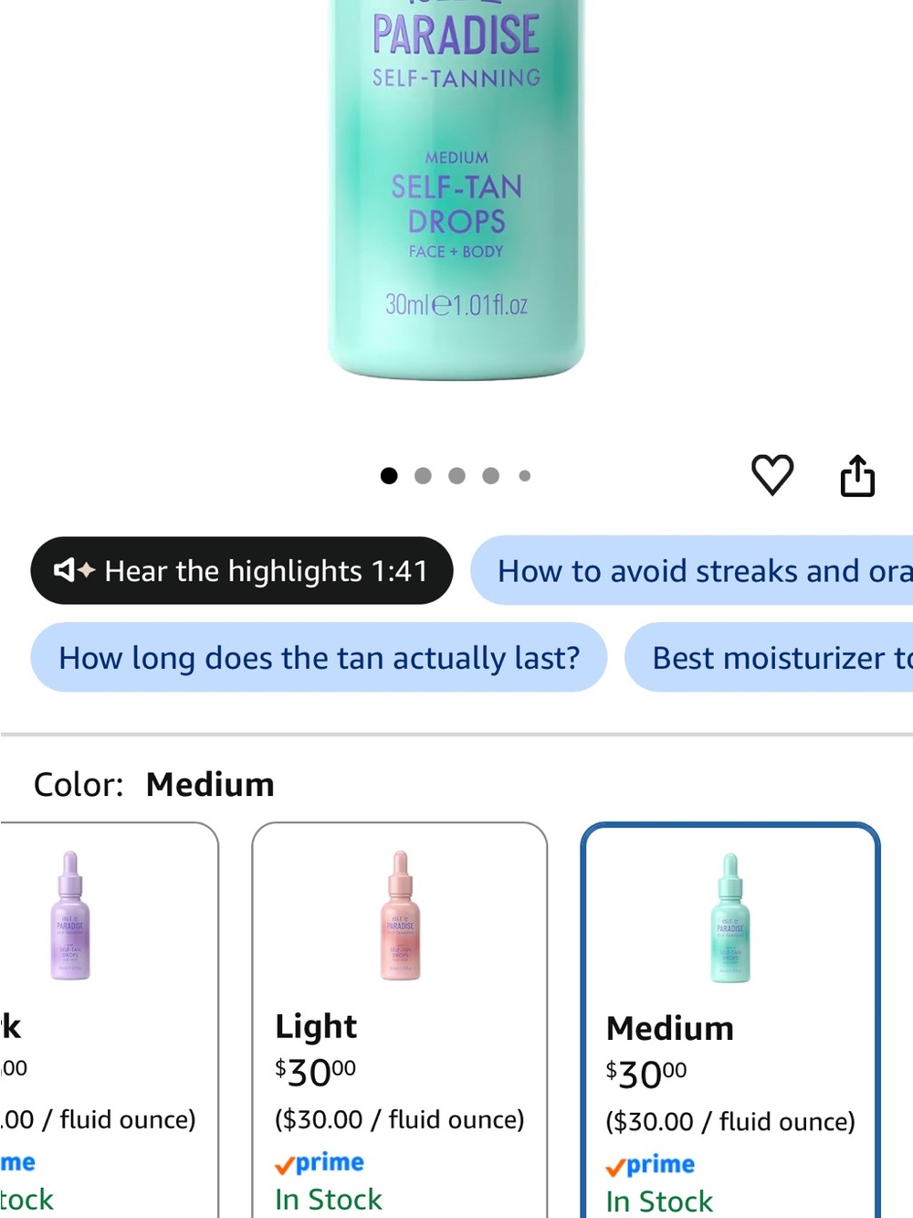 Isle of Paradise med Self-Tan Drops MSRP $30 30 ml